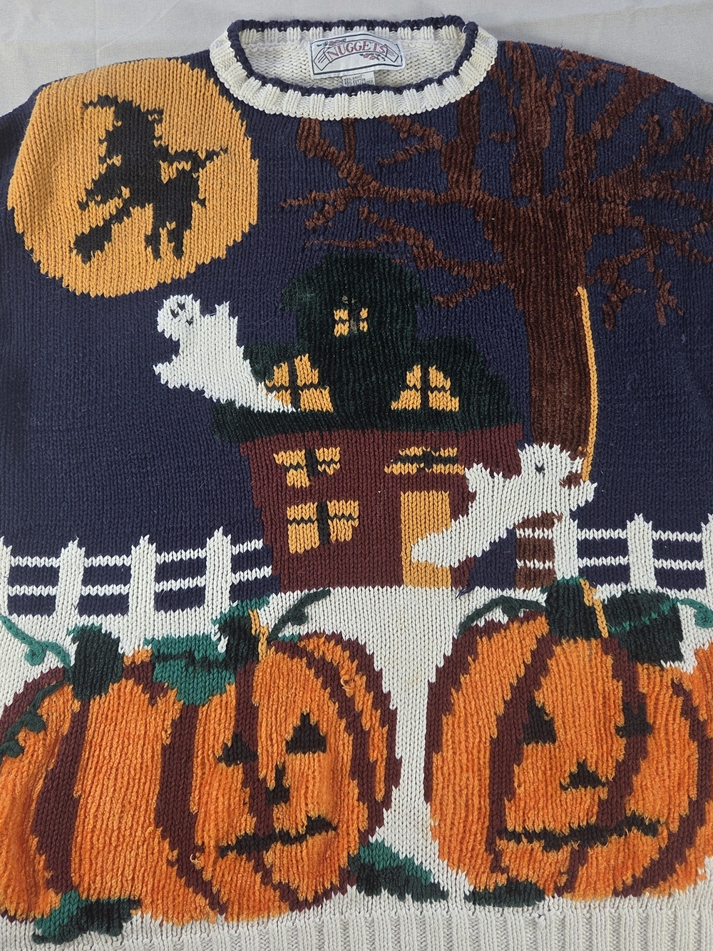 Vintage Nuggets Halloween Haunted House Sweater M - Picture 3 of 9